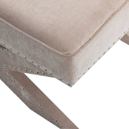 pie de cama velvet beige con tachuelas 62x42x37 cm