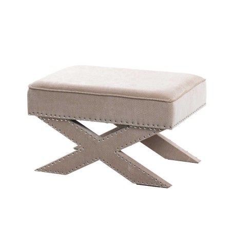 pie de cama velvet beige con tachuelas 62x42x37 cm