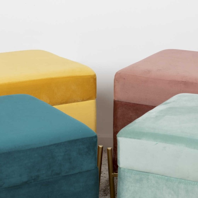 pie de cama velvet con patas metal 100x40x44 cm