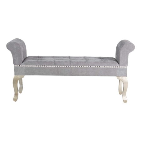 pie de cama velvet gris capitone  136x46x65 cm