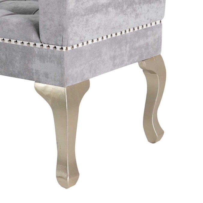 pie de cama velvet gris capitone  136x46x65 cm