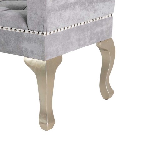 pie de cama velvet gris capitone  136x46x65 cm
