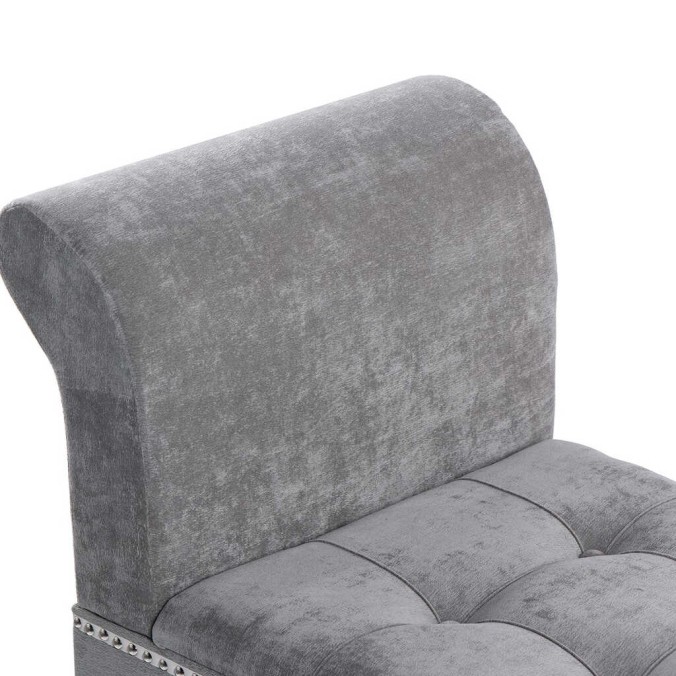 pie de cama velvet gris capitone  136x46x65 cm