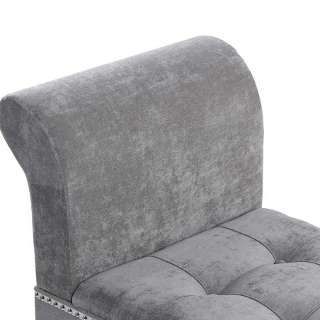 pie de cama velvet gris capitone  136x46x65 cm