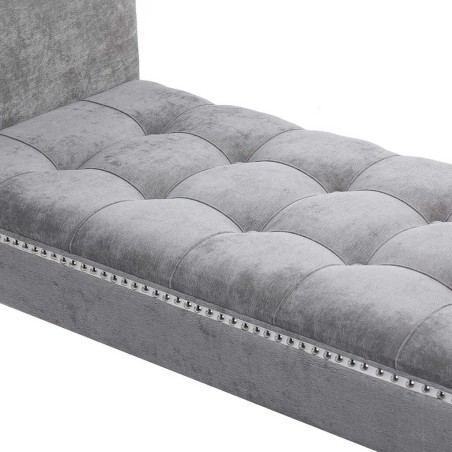 pie de cama velvet gris capitone  136x46x65 cm