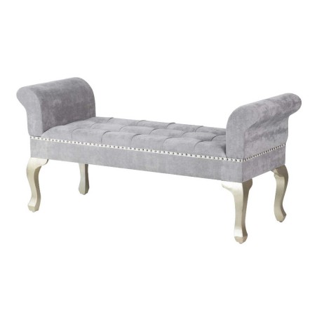 pie de cama velvet gris capitone  136x46x65 cm