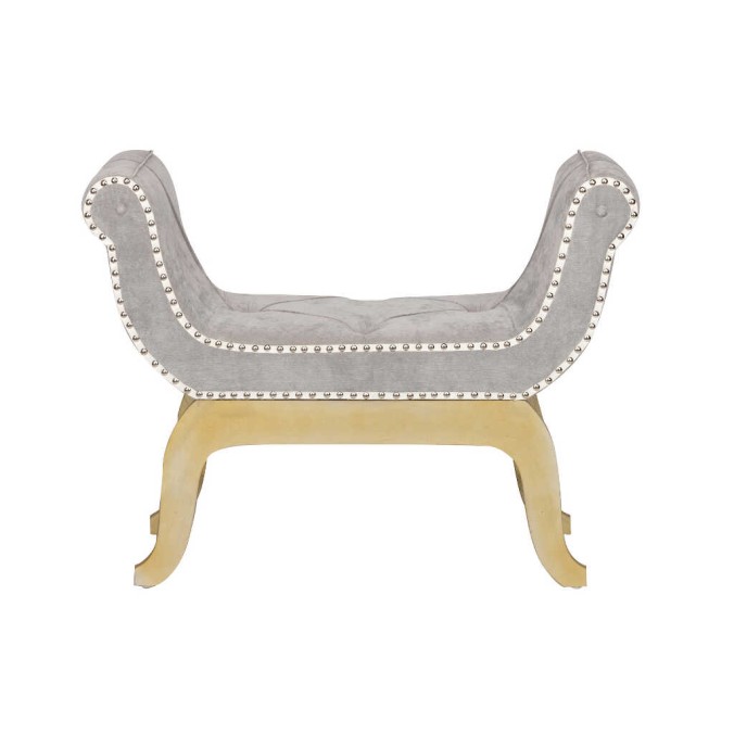 pie de cama velvet gris capitone 88x41x64 cm