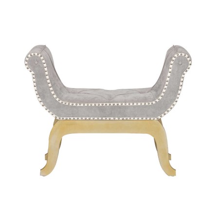 pie de cama velvet gris capitone 88x41x64 cm