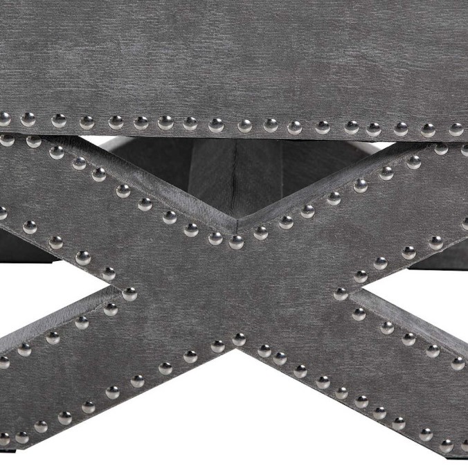 pie de cama velvet gris con tachuelas 62x42x37 cm pie de cama velvet gris con tachuelas 62x42x37 cm