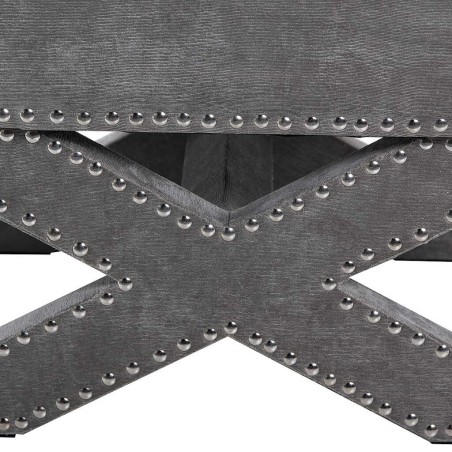 pie de cama velvet gris con tachuelas 62x42x37 cm