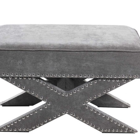 pie de cama velvet gris con tachuelas 62x42x37 cm