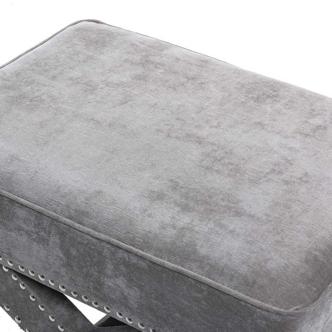 pie de cama velvet gris con tachuelas 62x42x37 cm pie de cama velvet gris con tachuelas 62x42x37 cm