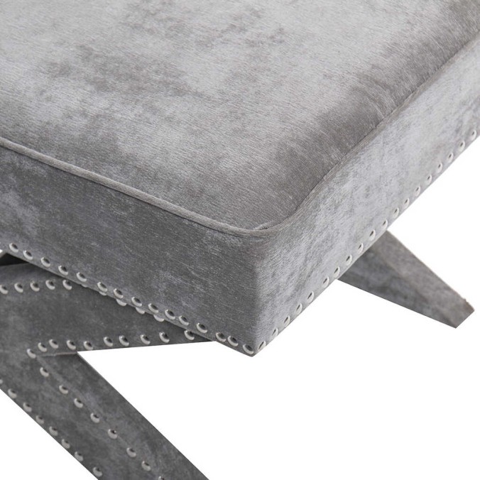 pie de cama velvet gris con tachuelas 62x42x37 cm pie de cama velvet gris con tachuelas 62x42x37 cm