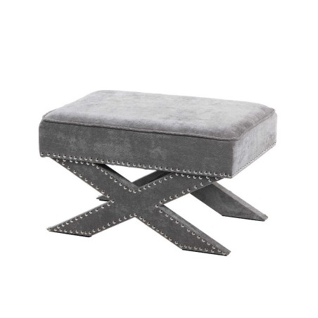 pie de cama velvet gris con tachuelas 62x42x37 cm