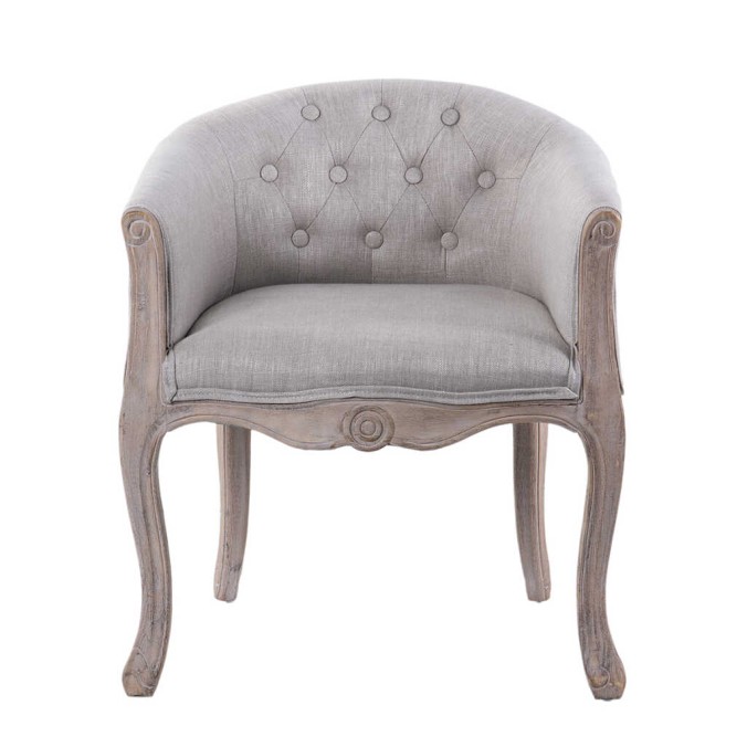 butaca lino beige capitone patas madera 61x61x71cm