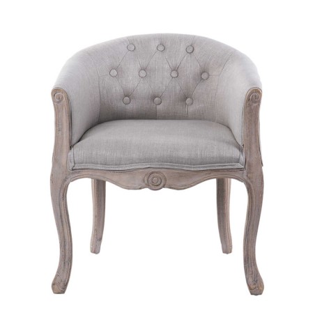 butaca lino beige capitone patas madera 61x61x71cm