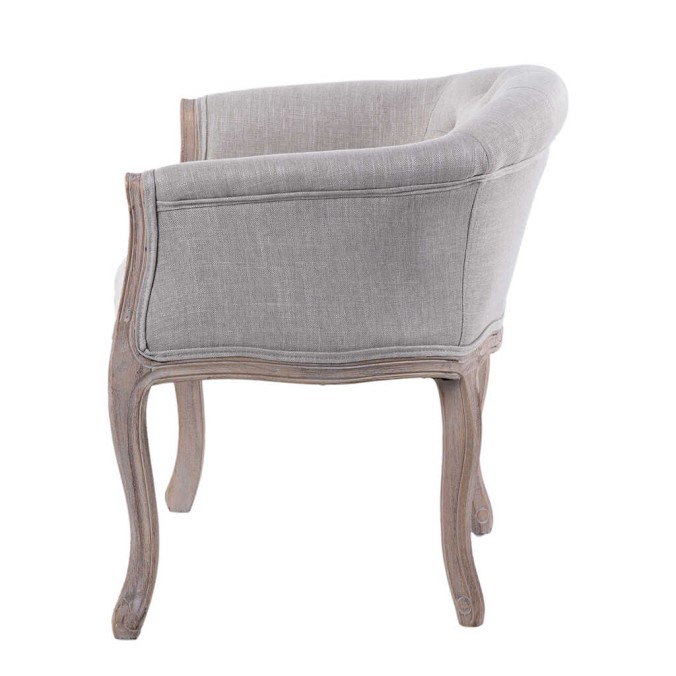 butaca lino beige capitone patas madera 61x61x71cm