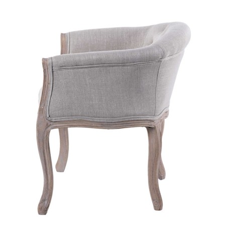 butaca lino beige capitone patas madera 61x61x71cm