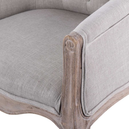butaca lino beige capitone patas madera 61x61x71cm