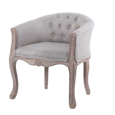 butaca lino beige capitone patas madera 61x61x71cm