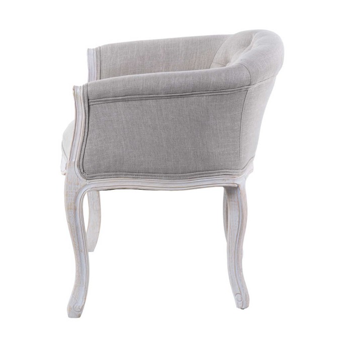 butaca lino beige capitone madera 61x61x71cm