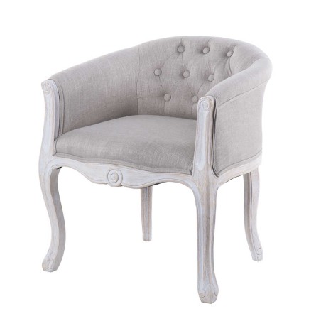 butaca lino beige capitone madera 61x61x71cm
