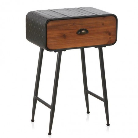 Mesita vintage 50x30cm hierro y madera de pino