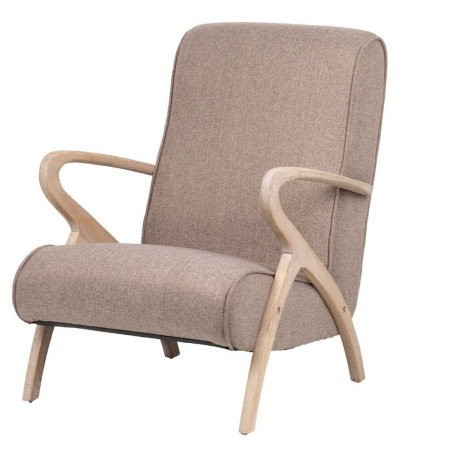 butaca madera vintage lino marron 67x72x85 cm