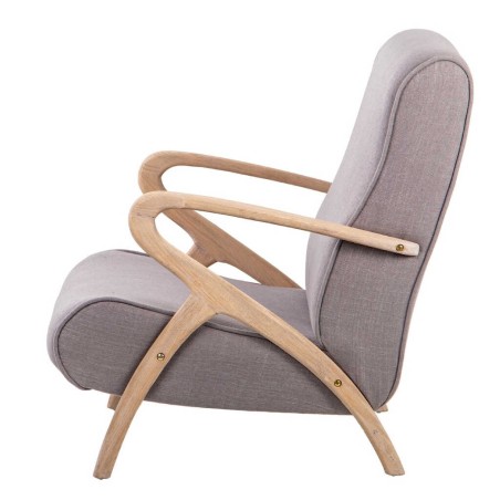 butaca madera vintage lino marron 67x72x85 cm