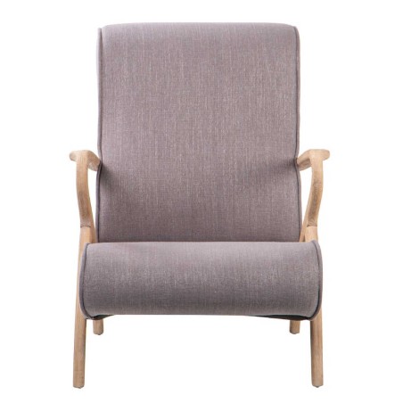 butaca madera vintage lino marron 67x72x85 cm