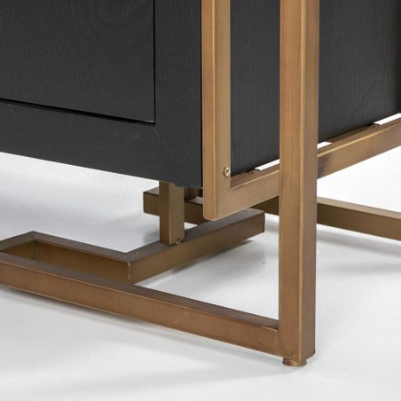 aparador negro-dorado tapa cristal 152x40x82 cm