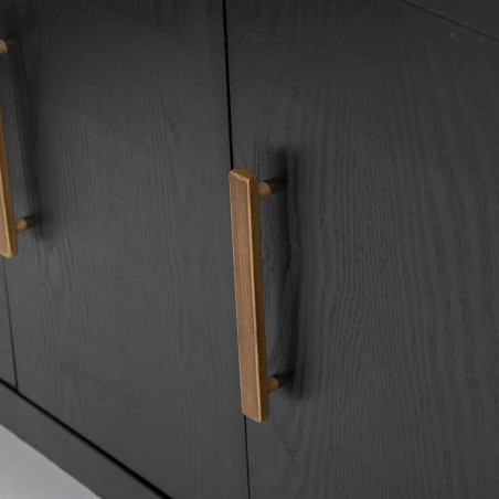 aparador negro-dorado tapa cristal 152x40x82 cm