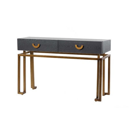 consola madera-metal negro-dorado 120x35x77,3 cm