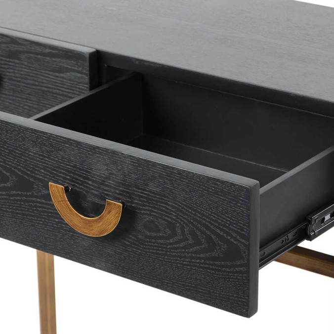 consola madera-metal negro-dorado 80x35x77,3 cm