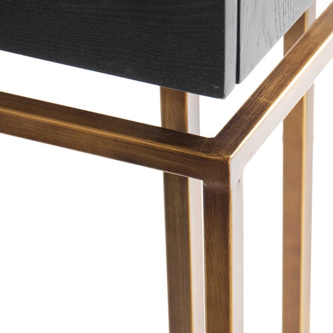 consola madera-metal negro-dorado 80x35x77,3 cm