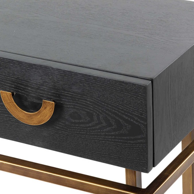 consola madera-metal negro-dorado 80x35x77,3 cm