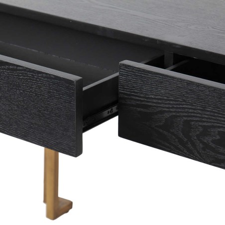 escritorio madera-metal negro-dorado 150x60x77,3cm