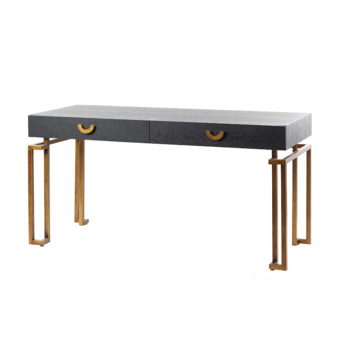 escritorio madera-metal negro-dorado 150x60x77,3cm