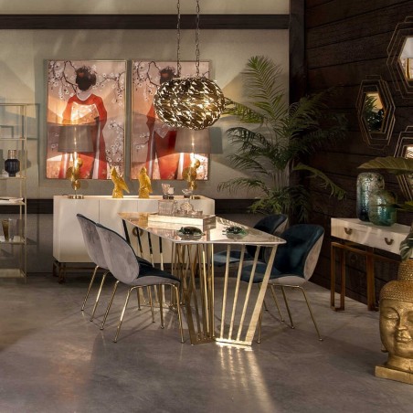 consola blanco-dorado madera-metal 120x35x77,3 cm