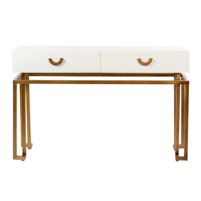 consola blanco-dorado madera-metal 120x35x77,3 cm