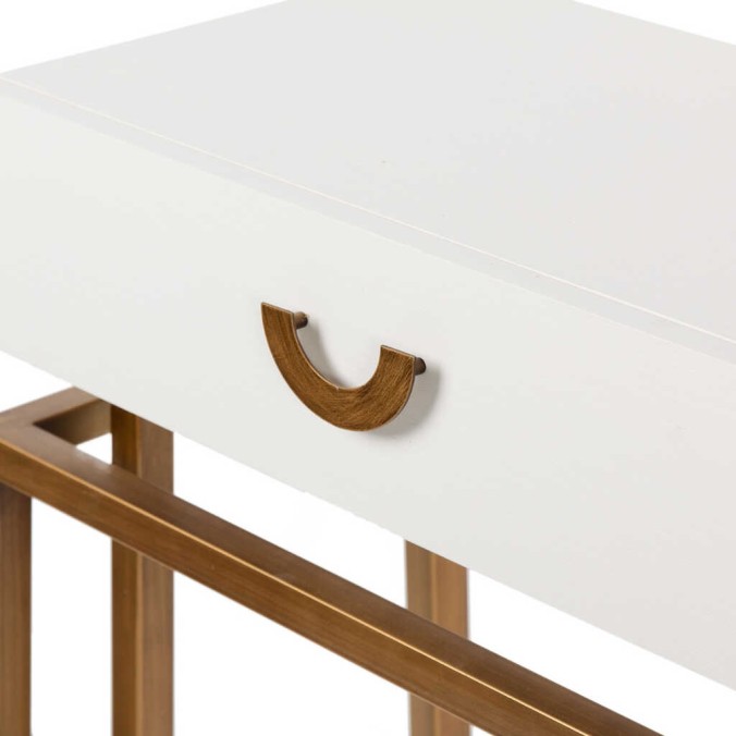 consola blanco-dorado madera-metal 120x35x77,3 cm