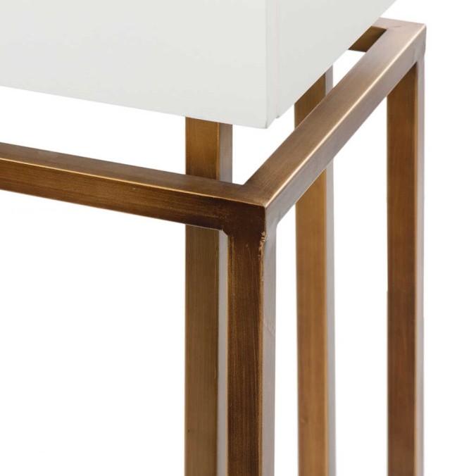 consola blanco-dorado madera-metal 120x35x77,3 cm