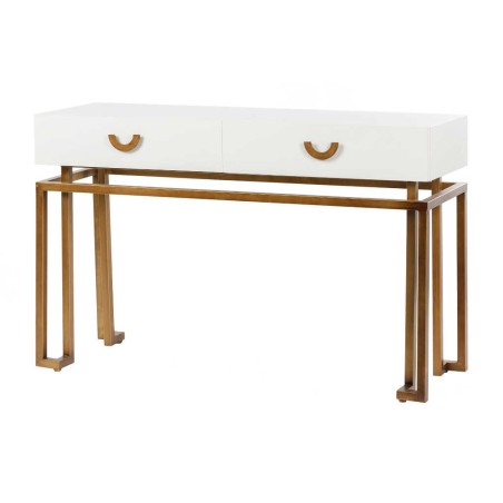 consola blanco-dorado madera-metal 120x35x77,3 cm
