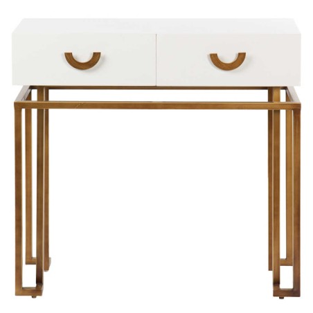 consola blanco-dorado madera-metal 80x35x77,3 cm