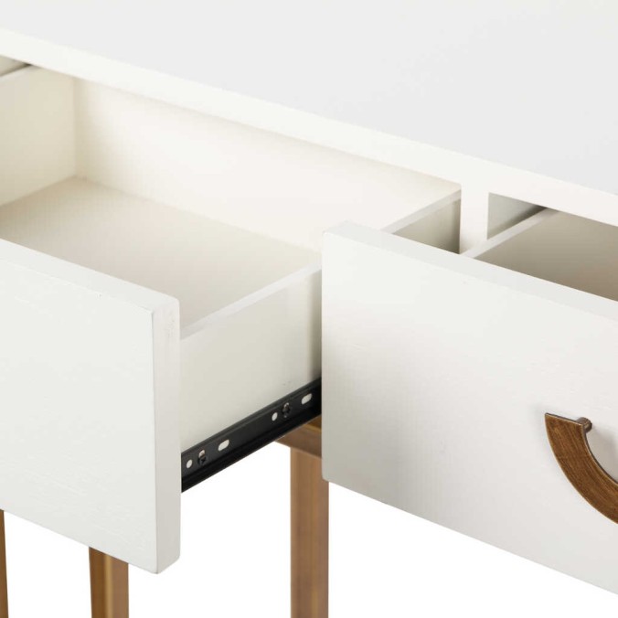 consola blanco-dorado madera-metal 80x35x77,3 cm