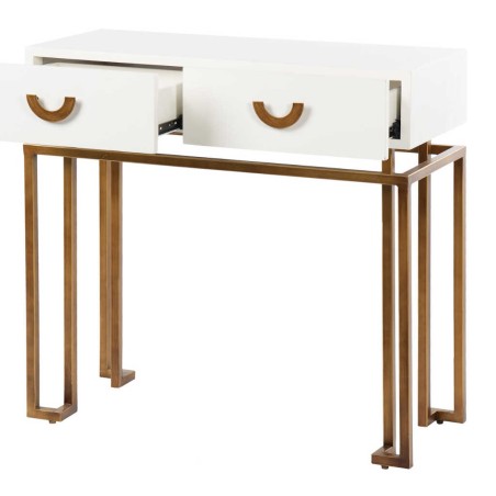 consola blanco-dorado madera-metal 80x35x77,3 cm