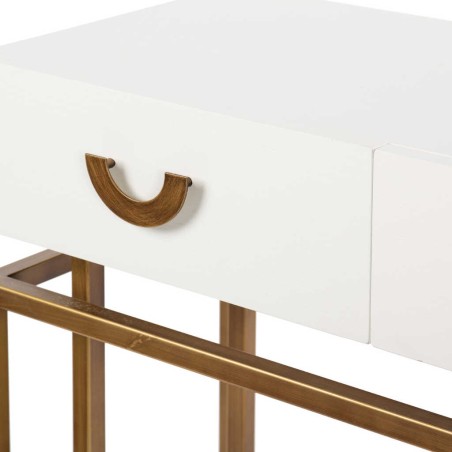 consola blanco-dorado madera-metal 80x35x77,3 cm