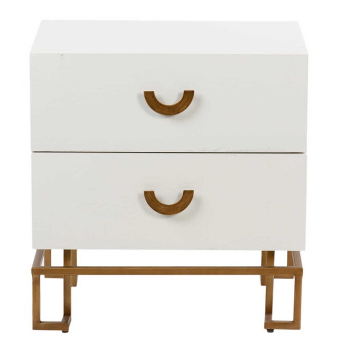 mesita blanca-dorada madera-metal 55x40x58 cm