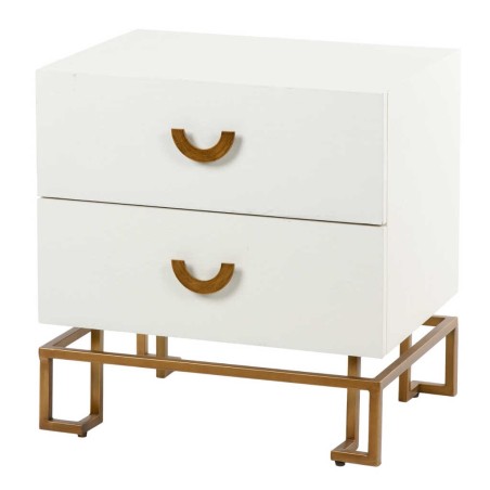 mesita blanca-dorada madera-metal 55x40x58 cm