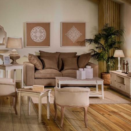 mesa centro madera blanco natural 110x58x46 cm